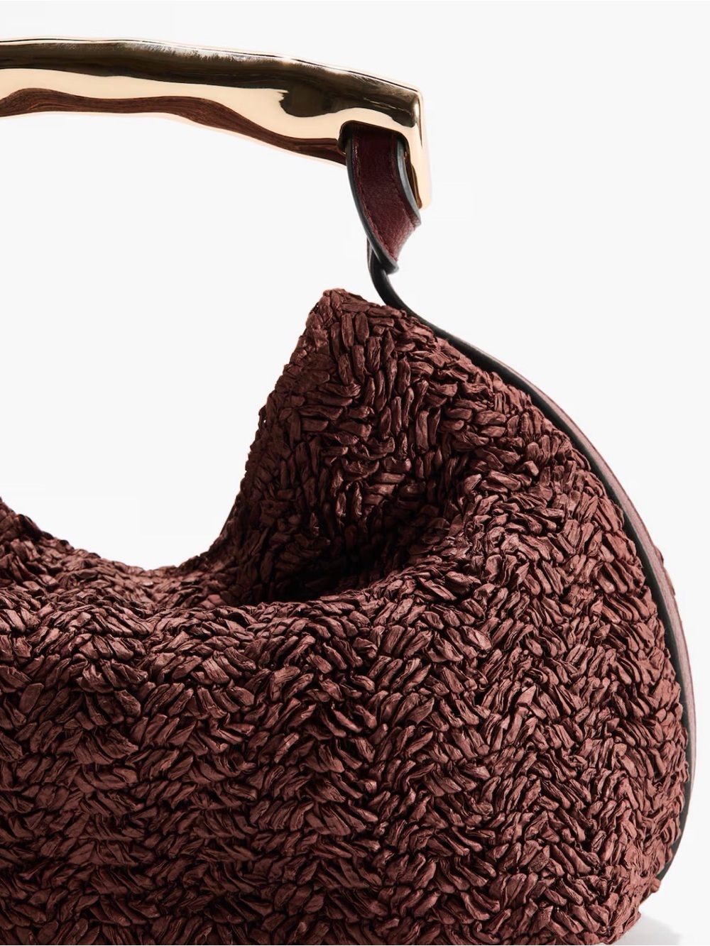 Viral H&M NWT Metal Handle Bag Shoulder Bag Straw Raffia Vacation - Picture 4 of 6